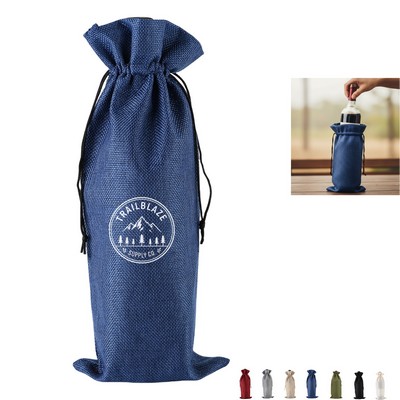 Linen Drawstring Wine Bag, Single Bottle