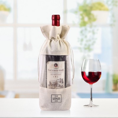 Simple Linen Wine Bag