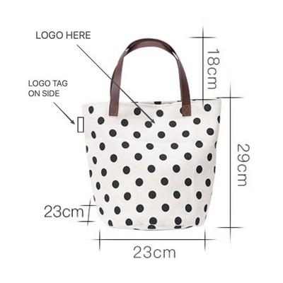 Polka Dot Canvas Tote Bag