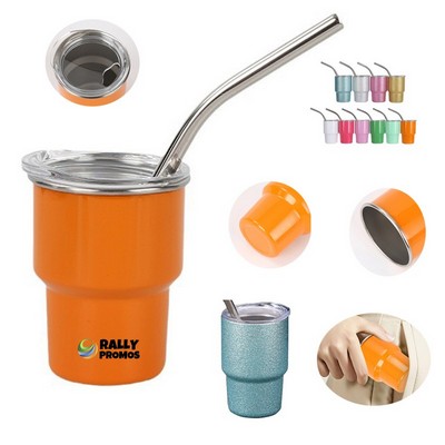 3oz Mini Tumbler Shot Glass with Straw and Lid