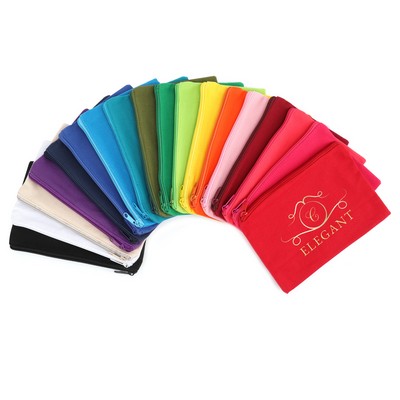 9" x 6" Solid Cotton Canvas Multi-Purpose Zip Pouch