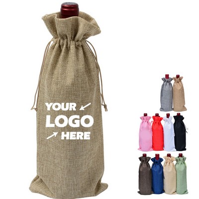 Flax Drawstring Red Wine Bag