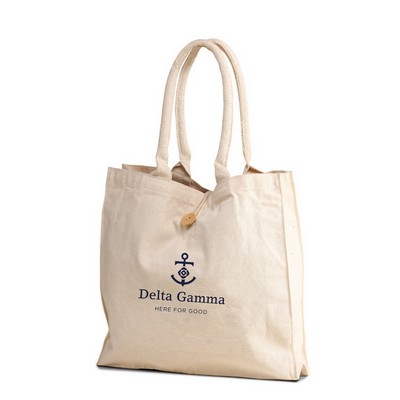 Natural Cotton Canvas Shopping Tote with Cotton Webbed Handles & Button Closure Eco-Friendly Bags