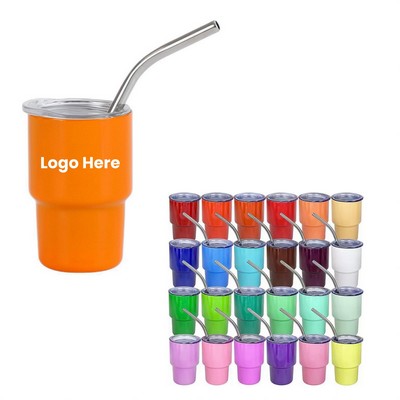 Mini Stainless Tumblers with Straw and Lid
