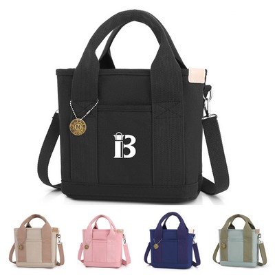 Zipper Top Canvas Tote Bag