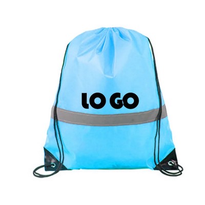 Reflective Stripe Drawstring Backpack