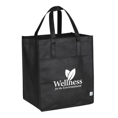 10" Gusset Non Woven Grocery Tote W/ Large Front Pocket