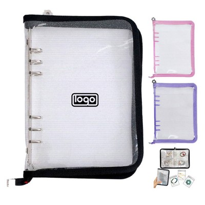 48 Grid Dust-Proof PVC Jewelry Organizer Bag w/ Zipper