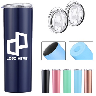 20Oz Stainless Steel Straight Slimming Cup w/ Straw