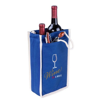 12 Oz. Canvas Double Wine Bottle Gift Tote Bag