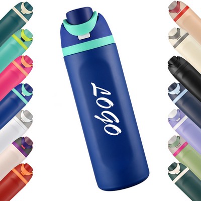 24oz Stainless Steel Vacuum Insulated Bottle - With Straw